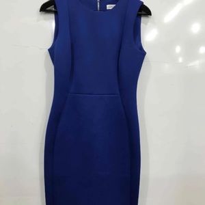 Calvin Klein Womens Blue Round Neck Sleeveless Back Zip Sheath Dress Size 6